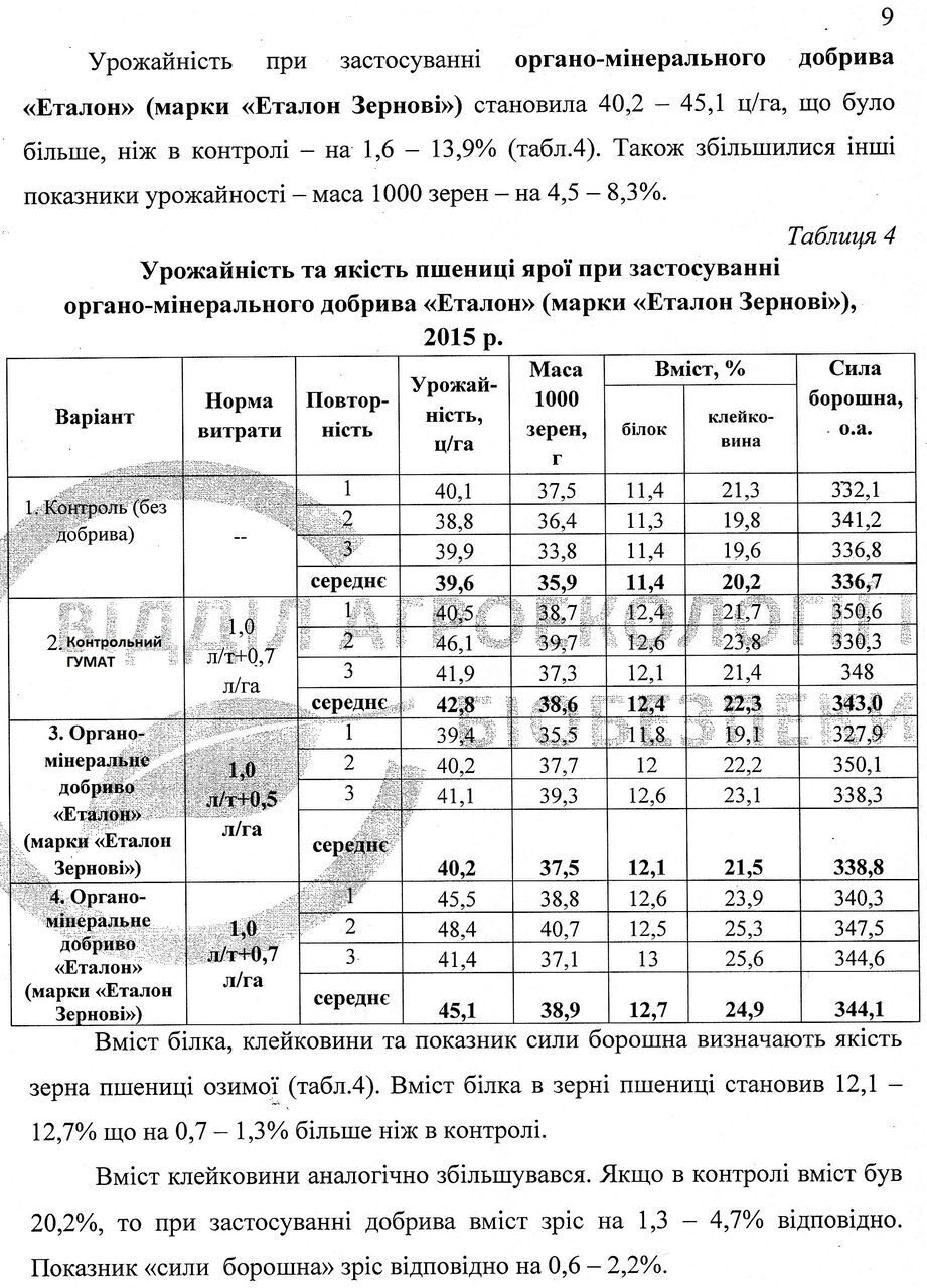 Дослід на зернових